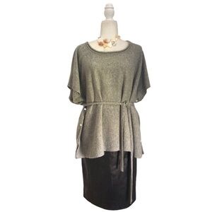 Portolano Wool Cashmere Sweater Top With Waist Tie